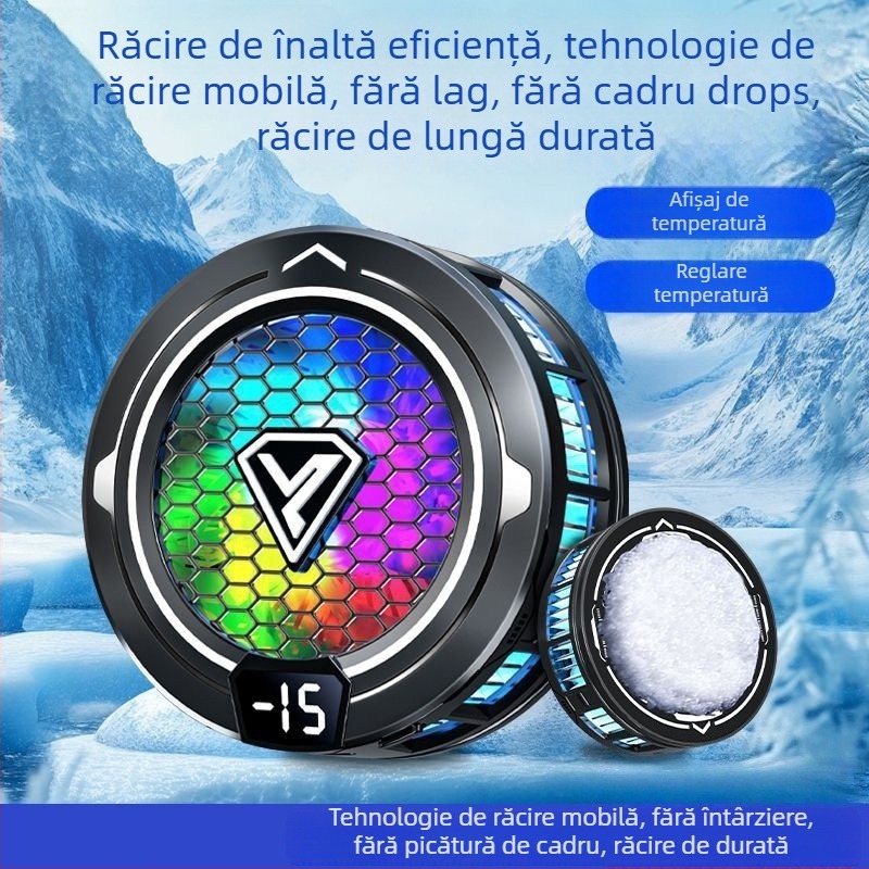 Răcitor mobil pentru jocuri cu răcire pe bază de semiconductori, prindere magnetică, afișaj digital, pentru esports, model Sl49