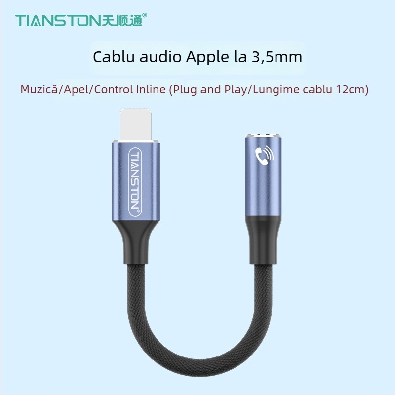Adaptor Lightning către 3,5 mm pentru Apple, model T7, brand Tianston