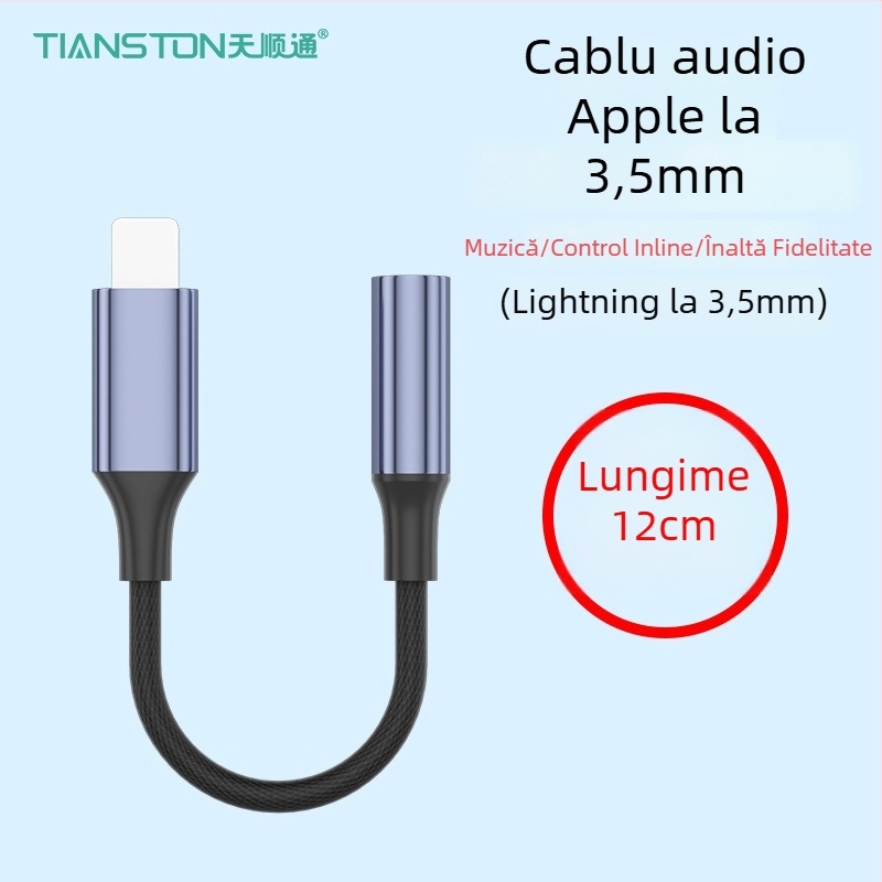Adaptor Lightning către 3,5 mm pentru Apple, model T7, brand Tianston