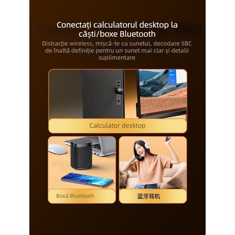 Adaptor Bluetooth BT54H pentru PC, modul transmiţător/receptor, USB, Bluetooth 5.4