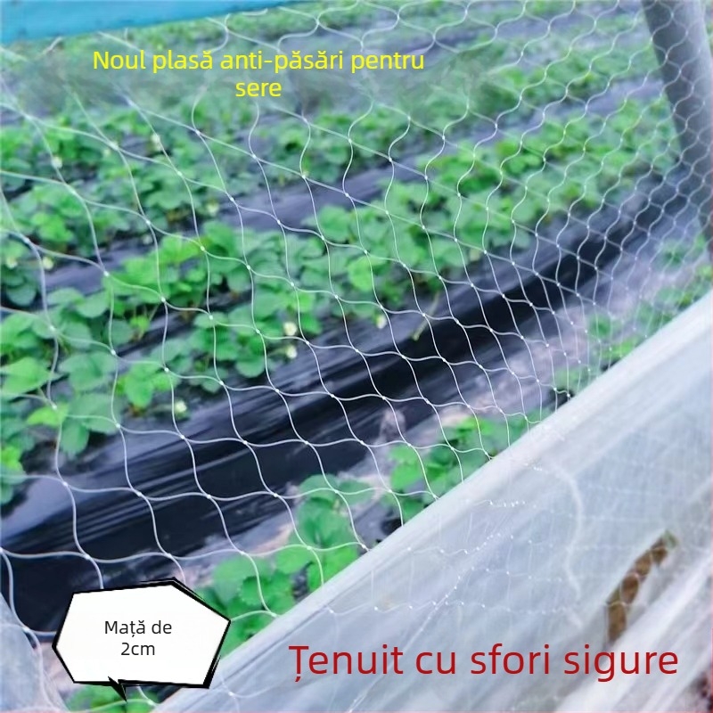 Plasă de protecție împotriva păsărilor pentru seră cu ventilație – pentru căpșuni, pepeni, struguri și pomi fructiferi
