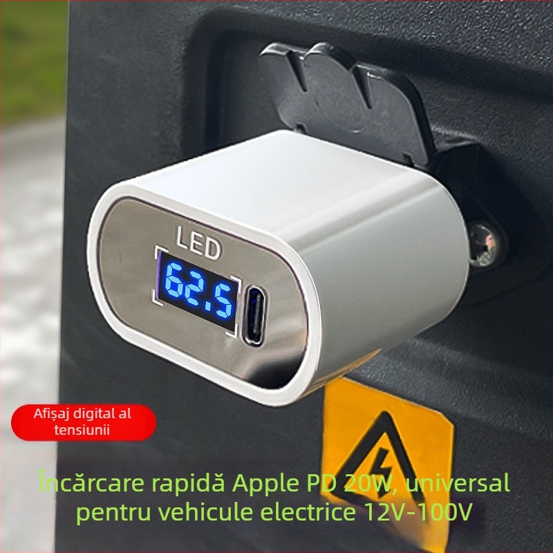 Încărcător USB PD20W pentru mașină, încărcare rapidă cu convertor USB în linie, universal 12V/48V/60V/72V/100V