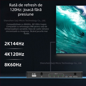 Comutator HDMI 3/4/5 intrări 1 ieșire, versiune 2.1, suport 8K/4K120, model 16X01, Seki Micro