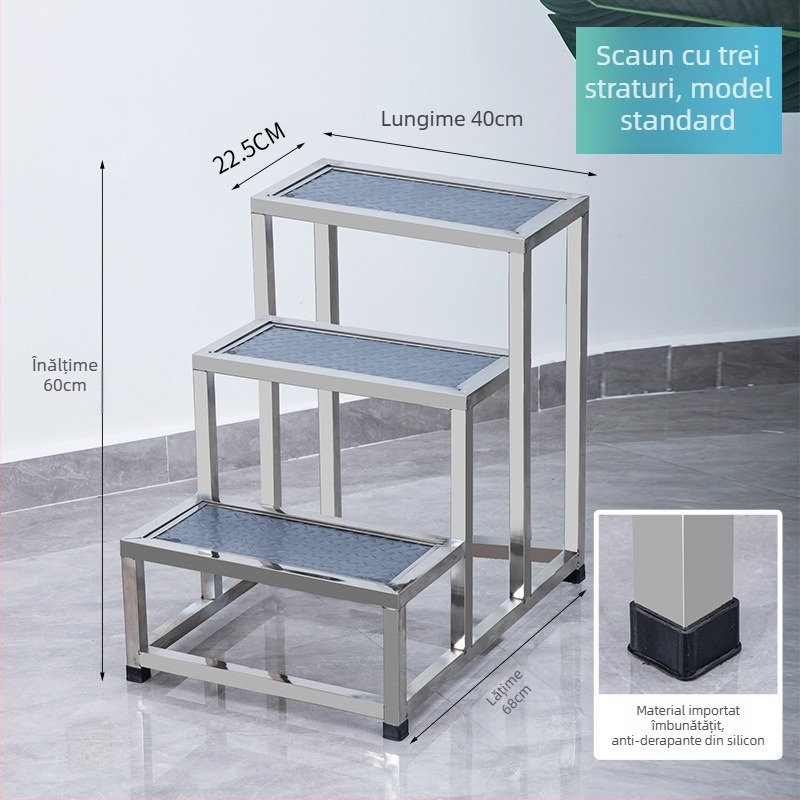 Taburet pentru picioare pentru examinare ginecologică din oțel inoxidabil — design modern minimalist, multifuncțional