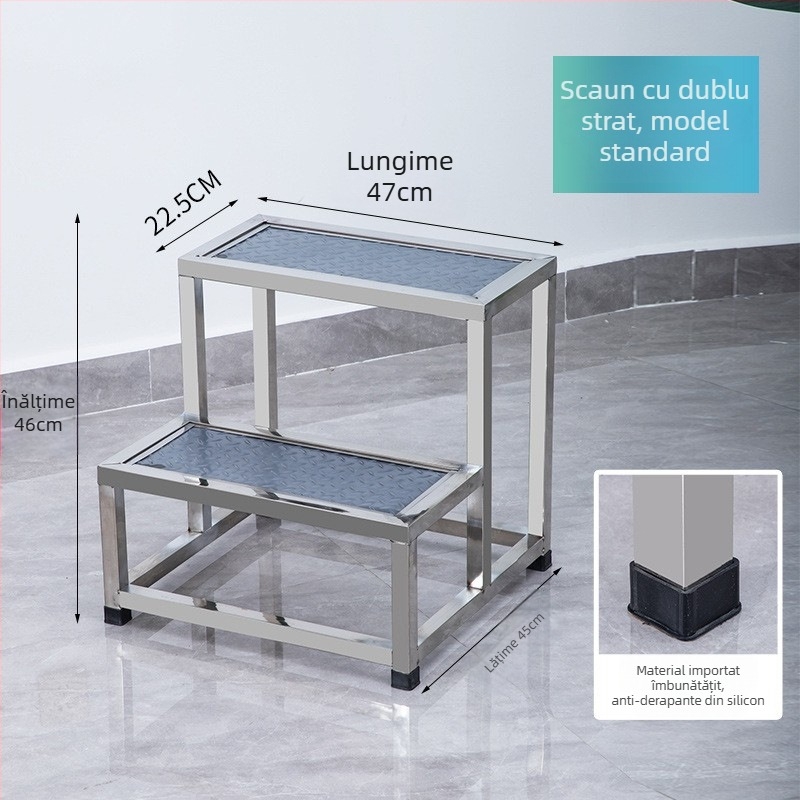 Taburet pentru picioare pentru examinare ginecologică din oțel inoxidabil — design modern minimalist, multifuncțional