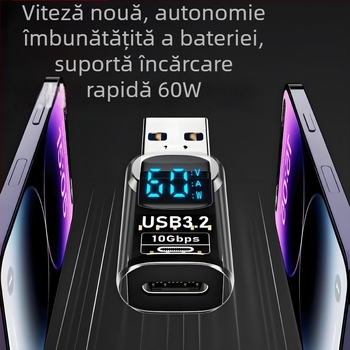 Adaptor USB cu afișaj digital pentru tensiune, curent și putere – Tanigawa Adapter-usb digital display, universal OTG compatibil