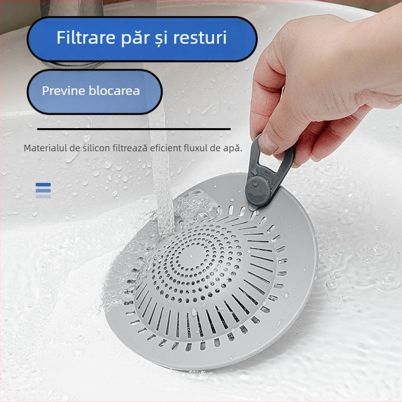 Filtru din silicon pentru drenajul podei, baie și bucătărie – captator de păr, anti-blocare