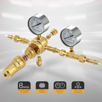 YQD-370 Regulator de presiune azot YQD-370, corp din cupru, conexiune filetată, interval de măsură 2-4/6