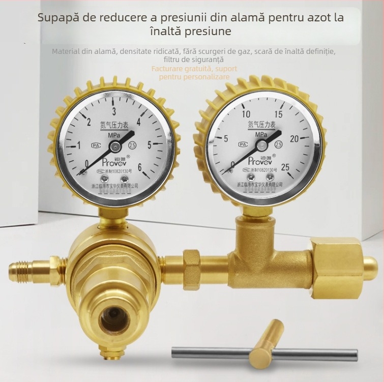 YQD-370 Regulator de presiune azot YQD-370, corp din cupru, conexiune filetată, interval de măsură 2-4/6