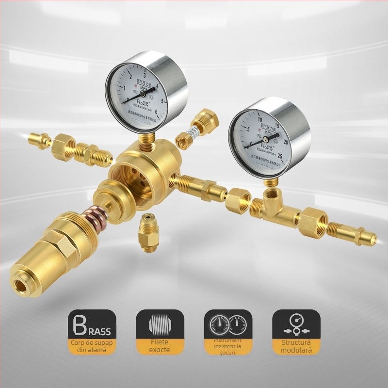 YQD-370 Regulator de presiune azot YQD-370, corp din cupru, conexiune filetată, interval de măsură 2-4/6