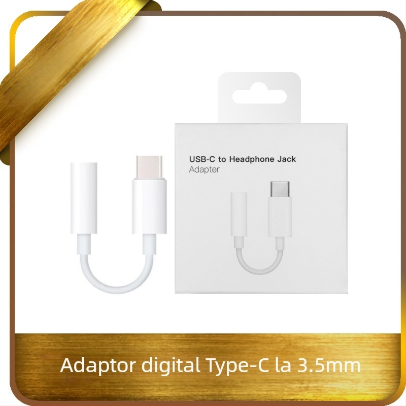 Adaptor pentru căști Type-C 3,5 mm la USB-C, modelul A, compatibil cu dispozitive Apple