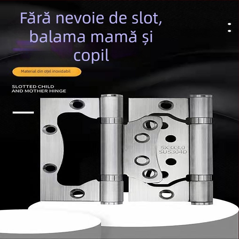 Balama pentru ușă din lemn - oțel inoxidabil, rulment silențios, fără caneluri