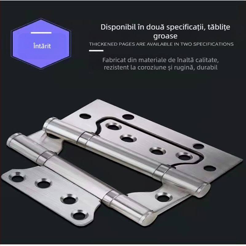 Balama pentru ușă din lemn - oțel inoxidabil, rulment silențios, fără caneluri