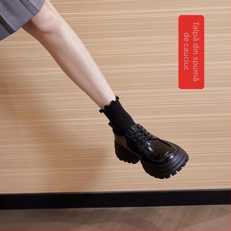 Loafers pentru femei, cu vârf rotund, toc înalt de 6–8 cm, partea superioară din Super Fiber, talpă interioară din piele de porc în două straturi