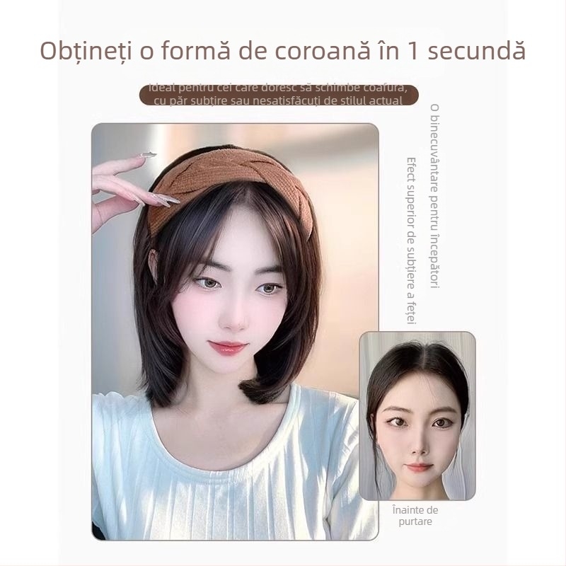 Păr par, piesă unică pentru jumătate de cap, natural invizibil din spate, acoperă firele albe și mărește volumul; Material: mătase termică înaltă; Stil: scurt drept; Lungime: scurt; Stil: Japone-Koreean; Nu poate fi vopsită