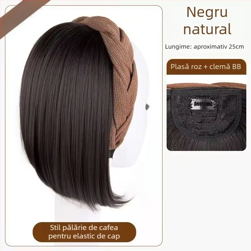 Păr par, piesă unică pentru jumătate de cap, natural invizibil din spate, acoperă firele albe și mărește volumul; Material: mătase termică înaltă; Stil: scurt drept; Lungime: scurt; Stil: Japone-Koreean; Nu poate fi vopsită