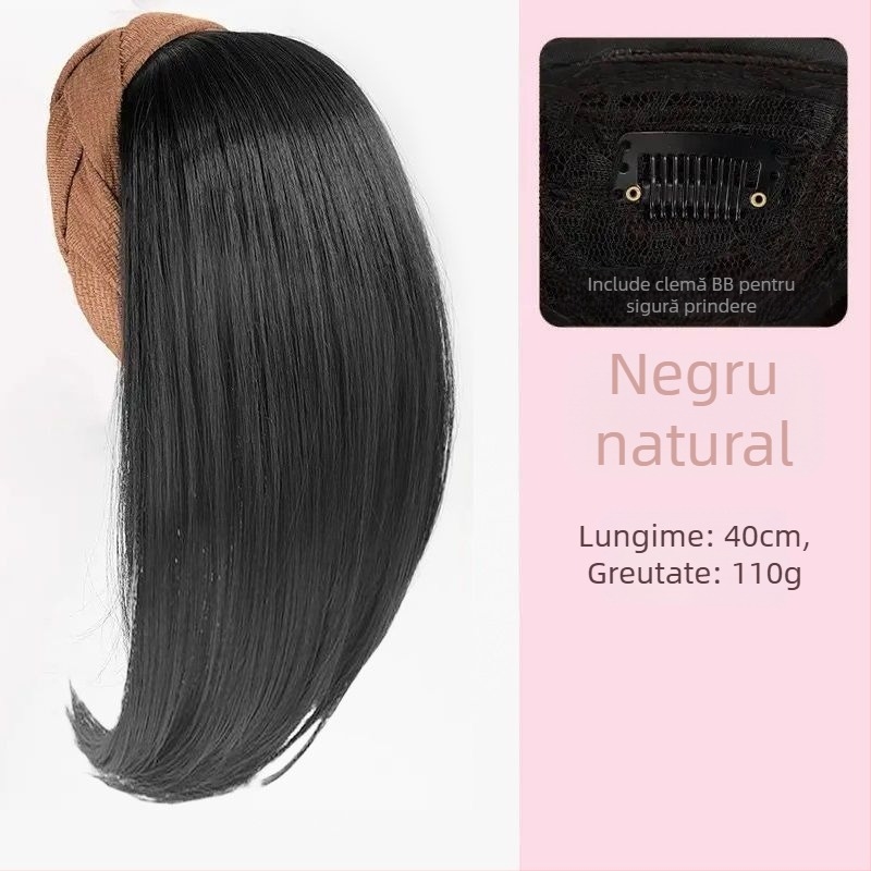 Păr par, piesă unică pentru jumătate de cap, natural invizibil din spate, acoperă firele albe și mărește volumul; Material: mătase termică înaltă; Stil: scurt drept; Lungime: scurt; Stil: Japone-Koreean; Nu poate fi vopsită