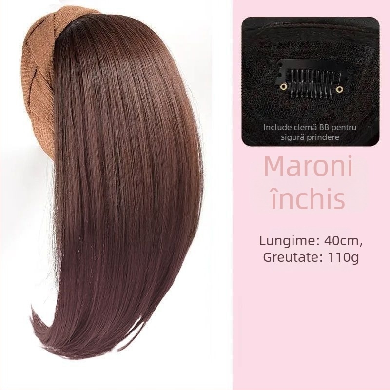 Păr par, piesă unică pentru jumătate de cap, natural invizibil din spate, acoperă firele albe și mărește volumul; Material: mătase termică înaltă; Stil: scurt drept; Lungime: scurt; Stil: Japone-Koreean; Nu poate fi vopsită