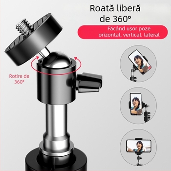 Trepied pentru telefon mobil pentru live streaming cu telecomandă Bluetooth, corp din aliaj, design universal