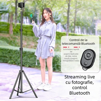 Trepied pentru telefon mobil pentru live streaming cu telecomandă Bluetooth, corp din aliaj, design universal