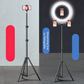 Trepied pentru telefon mobil pentru live streaming cu telecomandă Bluetooth, corp din aliaj, design universal