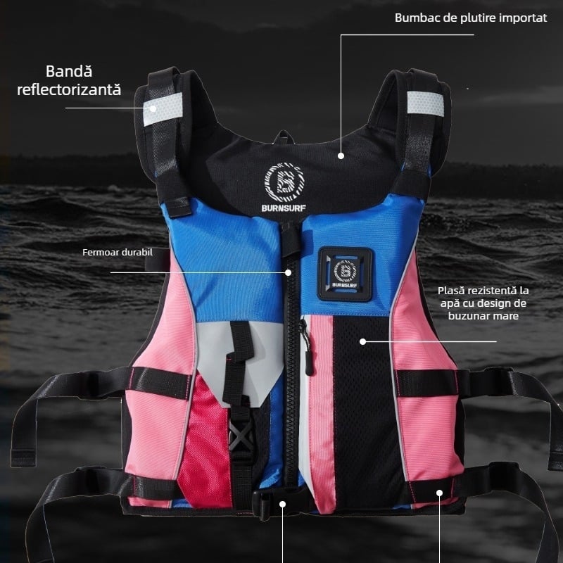 Vestă de pescuit profesională cu plutire mare, portabilă și detașabilă, vestă multifuncțională în stil coreean pentru pescuit la stâncă; uscare rapidă, respirabilă, impermeabilă, rezistentă la abraziune, evacuare umezeală