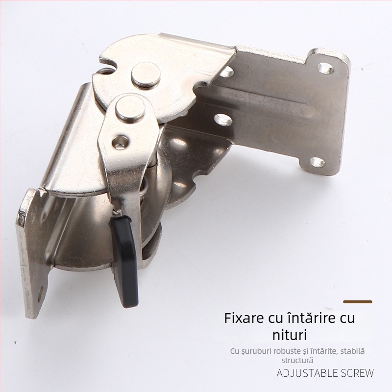Pantă pliabilă pentru mese — blocare automată, unghiuri 0/90/180°, oțel laminat la rece, stamping și electroplacare
