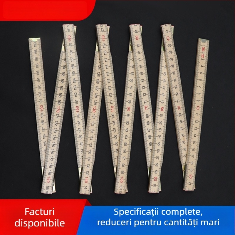 QITE Riglă pliabilă din lemn, formă neregulată, scară metrică cu două fețe, riglă în centimetri, greutate netă 105 g
