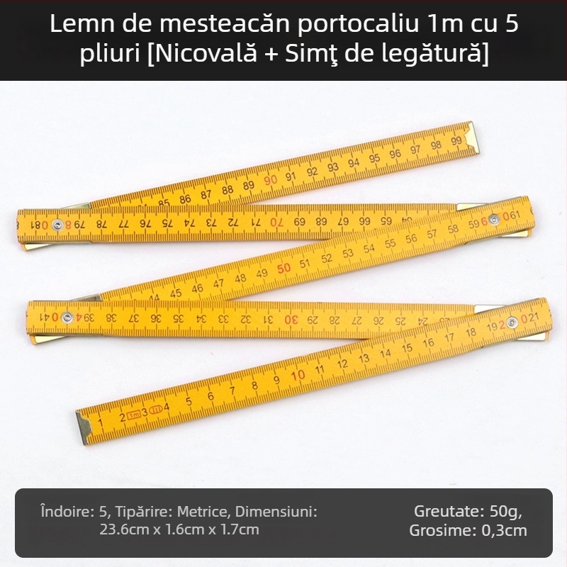 QITE Riglă pliabilă din lemn, formă neregulată, scară metrică cu două fețe, riglă în centimetri, greutate netă 105 g