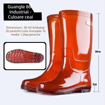 Cizme de ploaie pentru șantier, înălțime mare, exterior PVC, anti-derapare, impermeabile, pentru toate anotimpurile