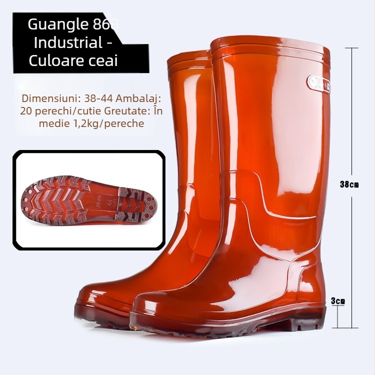 Cizme de ploaie pentru șantier, înălțime mare, exterior PVC, anti-derapare, impermeabile, pentru toate anotimpurile