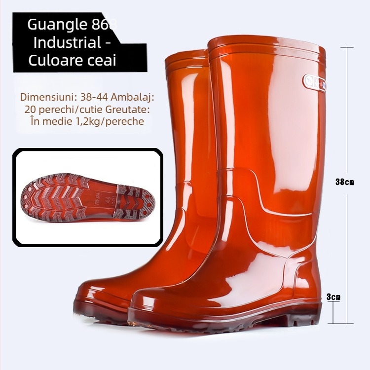 Cizme de ploaie pentru șantier, înălțime mare, exterior PVC, anti-derapare, impermeabile, pentru toate anotimpurile