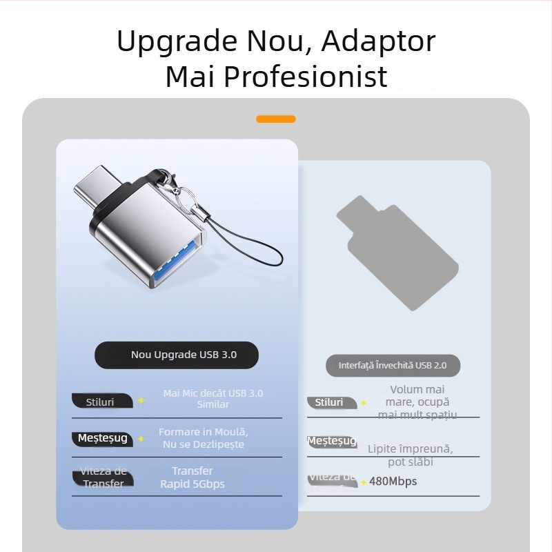 Adaptor OTG Type-C către USB 3.0, convertor pentru USB flash pentru dispozitive cu Type-C