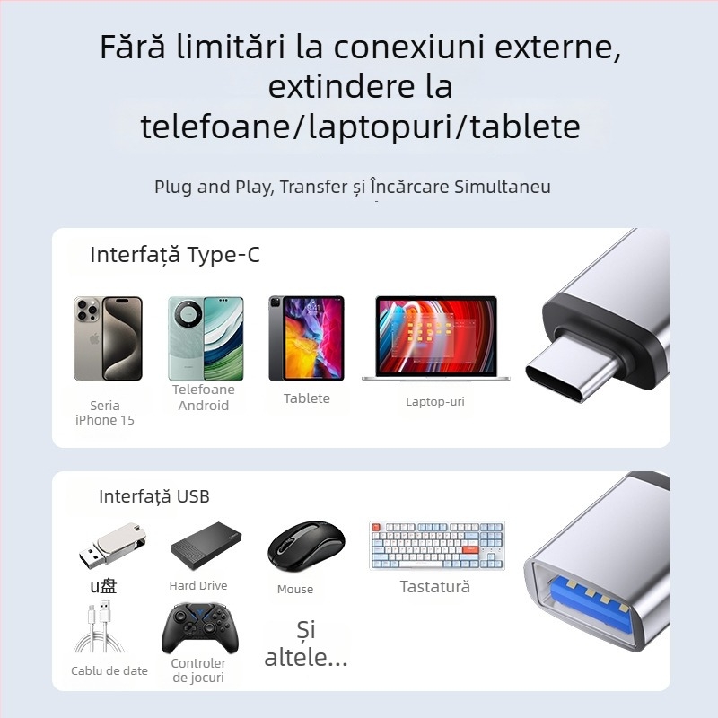 Adaptor OTG Type-C către USB 3.0, convertor pentru USB flash pentru dispozitive cu Type-C