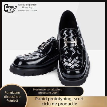 Pantofi din piele pentru bărbați, vârf pătrat, talpă aderentă, partea superioară joasă