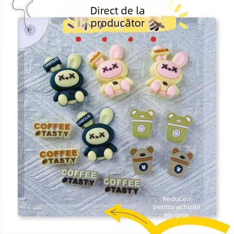 Acessoriu cu floare pentru pantofi din PVC, model iepuraș din plastic, decor DIY detașabil pentru Crocs și alte încălțăminte