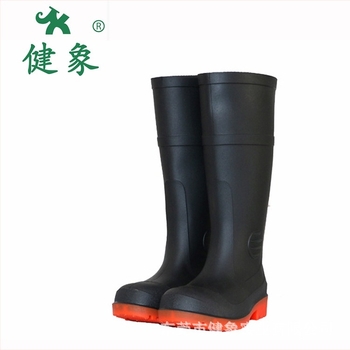 Cizme de ploaie cu vârf din oțel, gleznă înaltă, rezistente la ulei, acizi și alcalii, partea superioară din PVC, talpă antiderapantă