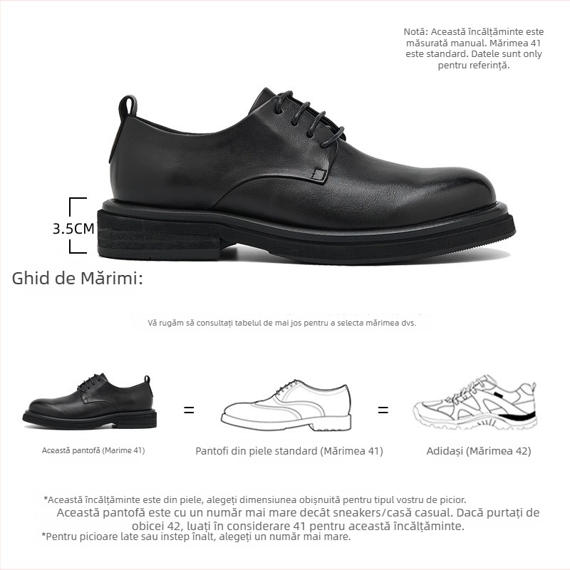 Pantofi Derby pentru bărbați, piele de bovine din primul strat, talpă compozită, închidere cu șireturi, stil business pentru birou