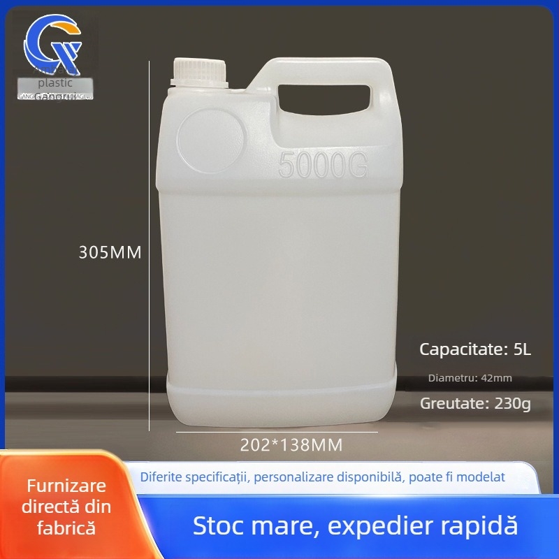 Recipient plastic industrial cu capac, material PE, grosime a pereților 0,1–0,5 mm, diametru 202 mm, înălțime 305 mm