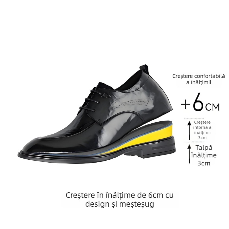 Pantofi eleganți din piele pentru bărbați din piele de bovină de primă calitate, vârf din piele, șireturi, talpă din cauciuc, căptușeală din piele de porc, stil britanic, pentru afaceri