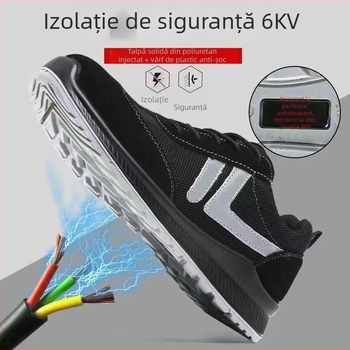 Încălțăminte de protecție pentru muncă, respirabilă și ușoară; exterior din velur Superfiber; vârf din plastic-otel; protecție anti-șoc și anti-perforație