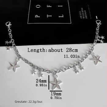 Accesoriu lanț șiret pantofi în formă de stea 3D, lanț din oțel inoxidabil cu pandantiv stea perlata, cataramă detașabilă, model NR298, potrivit pentru adidași, ghete și pantofi casual