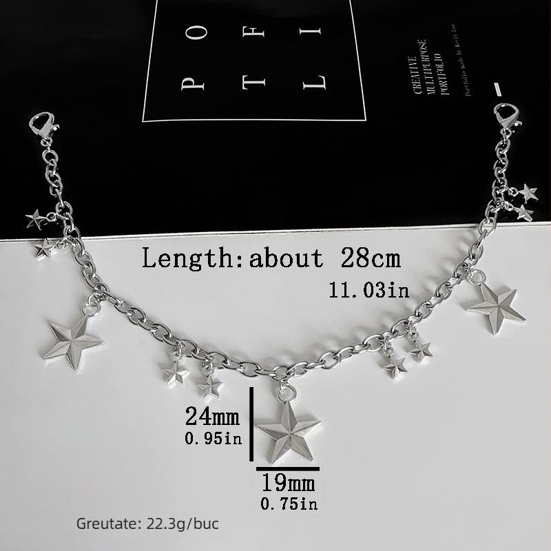 Accesoriu lanț șiret pantofi în formă de stea 3D, lanț din oțel inoxidabil cu pandantiv stea perlata, cataramă detașabilă, model NR298, potrivit pentru adidași, ghete și pantofi casual