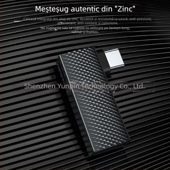 Adaptor Type-C 90° cu două porturi, încărcare rapidă PD100W, USB 3.0, OTG, carcasă din aliaj de zinc