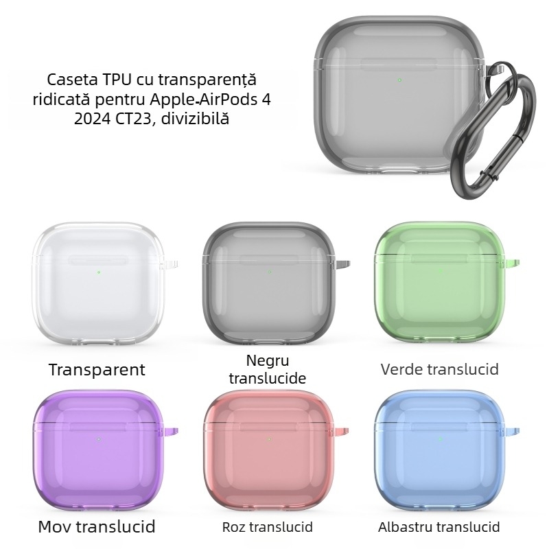 Carcasă AirPods 4 - TPU transparent, Turnare prin injecție, Universal (Model: 34286993258)