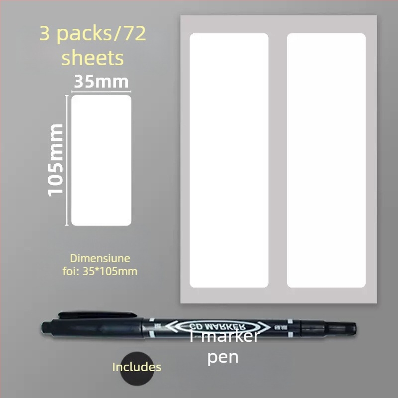 Etichete autocolante PVC pentru instrucțiuni, model etichetă, 1 bucată pe pagină