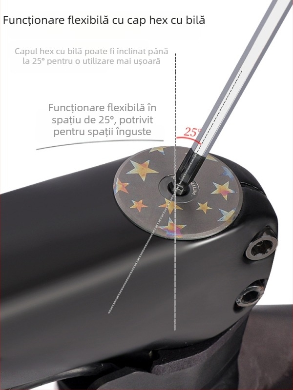Set chei Allen cu mâner T și cap cu bilă, pentru biciclete, din oțel S2