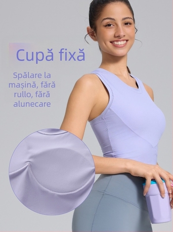 Sutien yoga din nylon cu cupă fixă – Push-Up, Shockproof, uscare rapidă, cupe căptușite