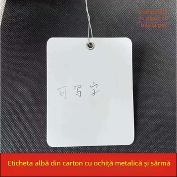 Etichetă goală pentru agățat haine cu cataramă metalică și sârmă, hârtie acoperită, personalizabilă