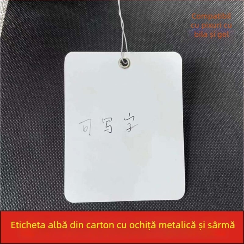Etichetă goală pentru agățat haine cu cataramă metalică și sârmă, hârtie acoperită, personalizabilă